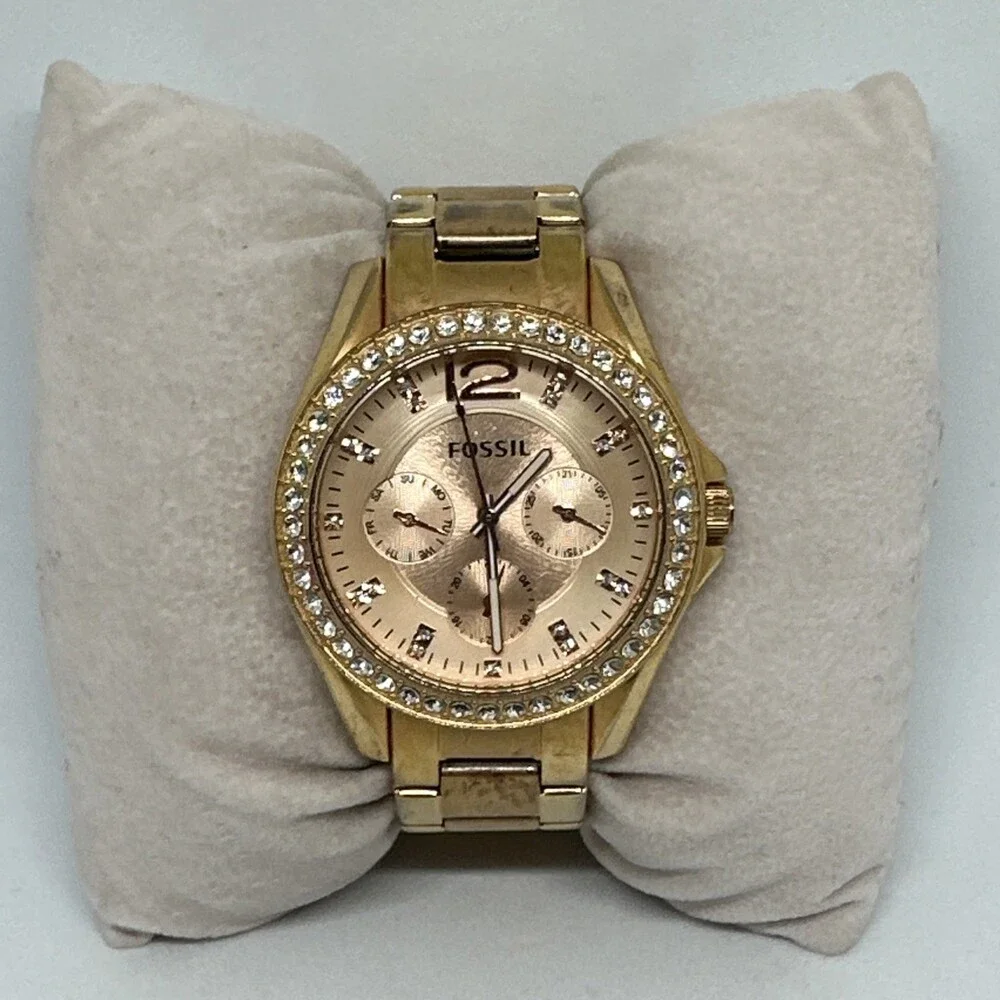 Fossil Riley ES2811 Women's Gold Stainless Steel Analog Dial Quartz Watch HME520